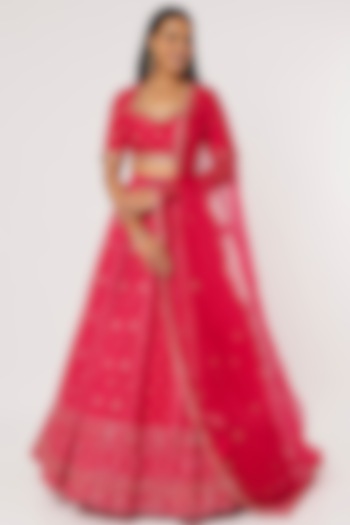 Magenta Pink Embroidered Lehenga Set by VAISHALI AGARWAL