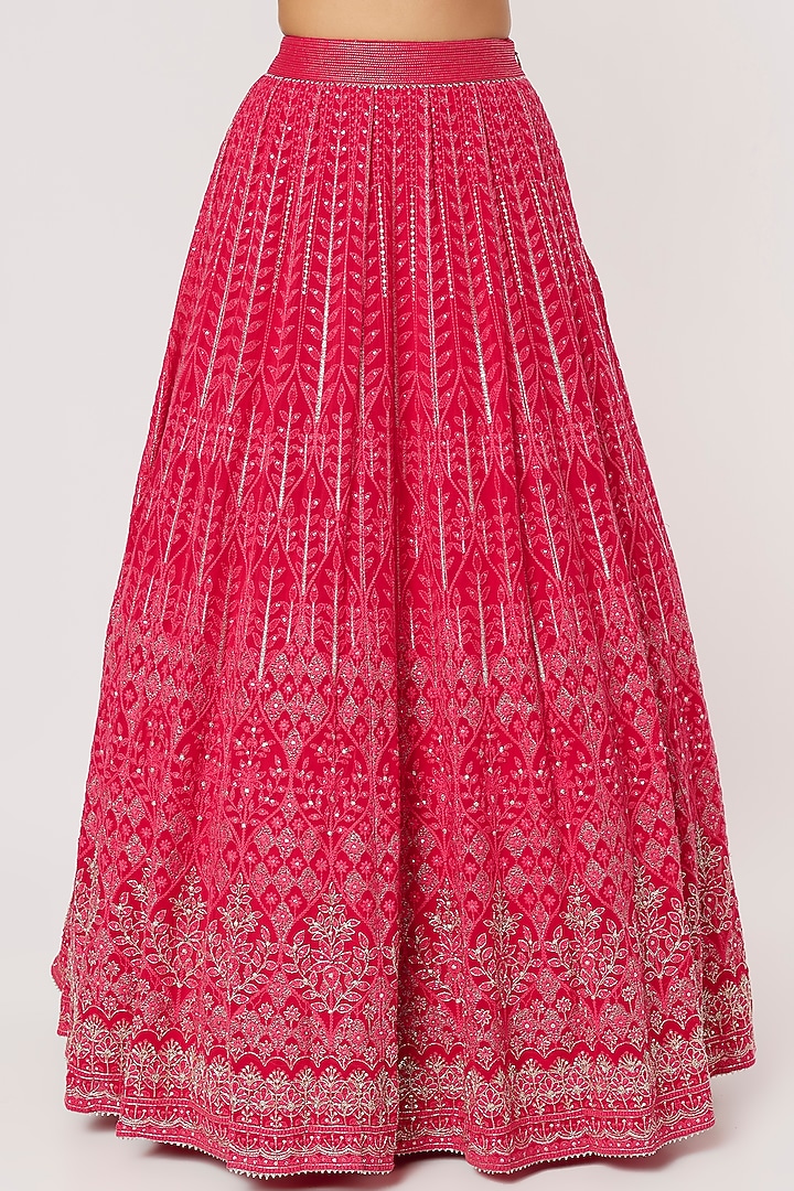 Magenta Pink Silk Embroidered Wedding Lehenga Set by VAISHALI AGARWAL at Pernia's Pop Up Shop