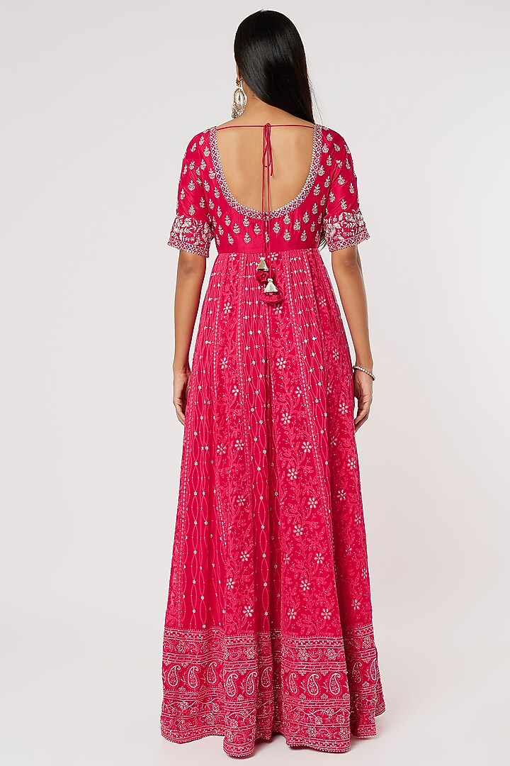 Magenta Pink Embroidered Wedding Anarkali Set by VAISHALI AGARWAL at Pernia's Pop Up Shop
