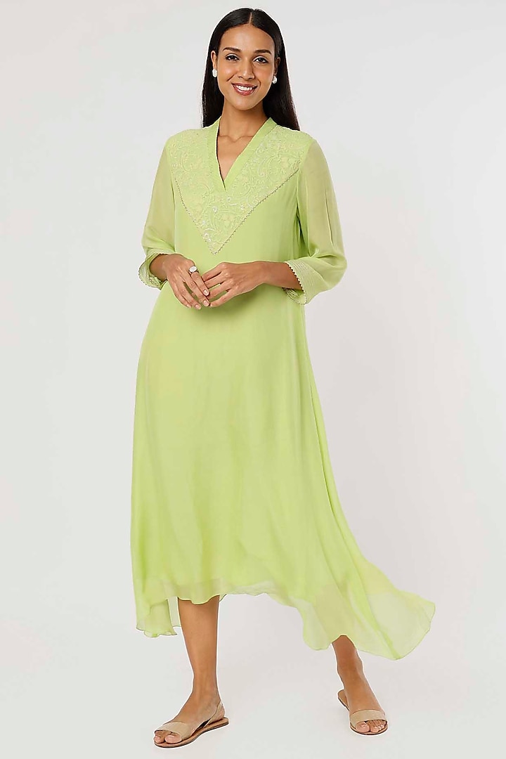 Mint Green Embroidered Tunic by VAISHALI AGARWAL
