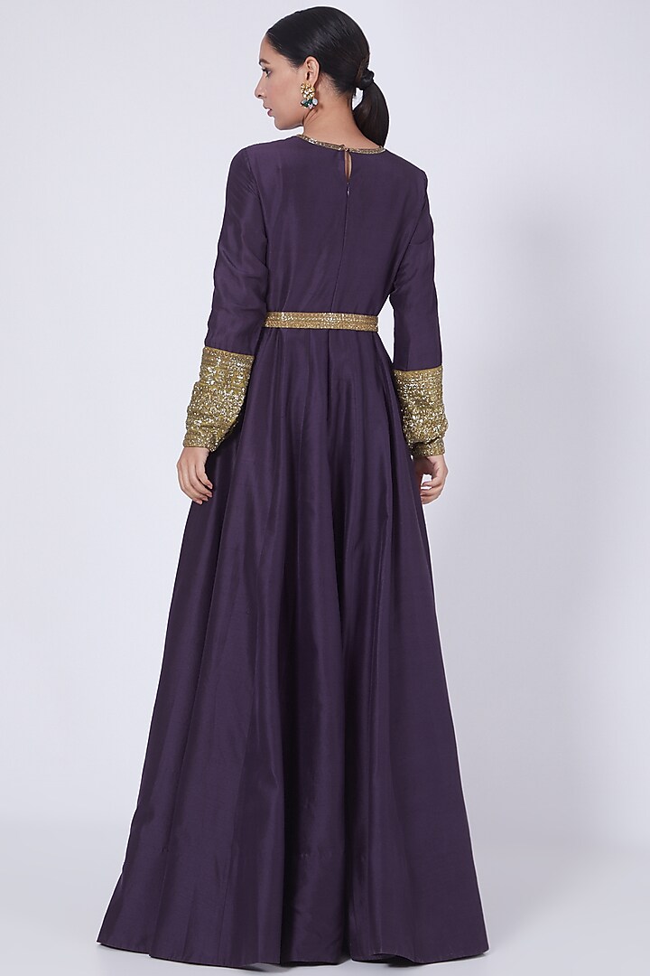 Purple Sequins Embroidered Engagement Gown by VAISHALI AGARWAL at Pernia's Pop Up Shop