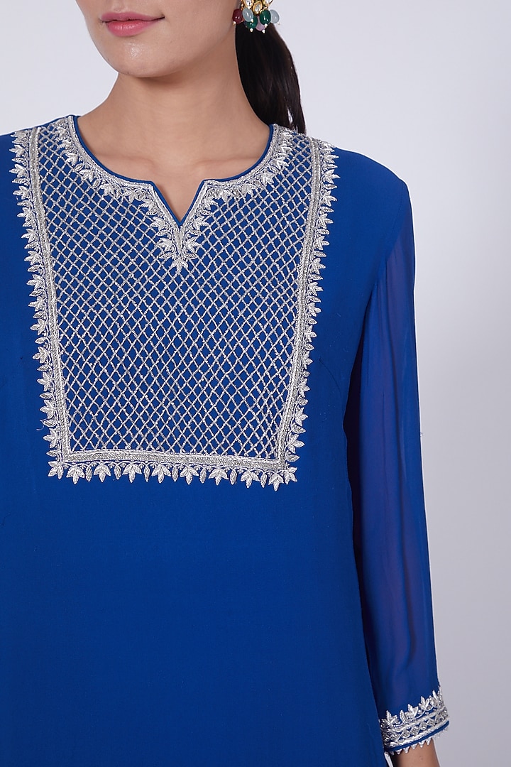 Blue Sequins Embroidered Wedding Sharara Set by VAISHALI AGARWAL at Pernia's Pop Up Shop