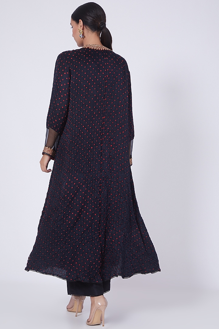 Black Bandhani Zardosi Embroidered Jacket Set by VAISHALI AGARWAL at Pernia's Pop Up Shop