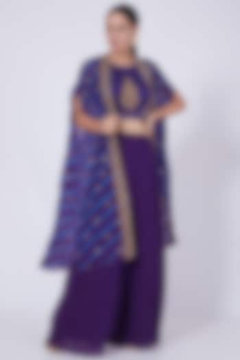Purple Zardosi Embroidered Long Jacket Set by VAISHALI AGARWAL