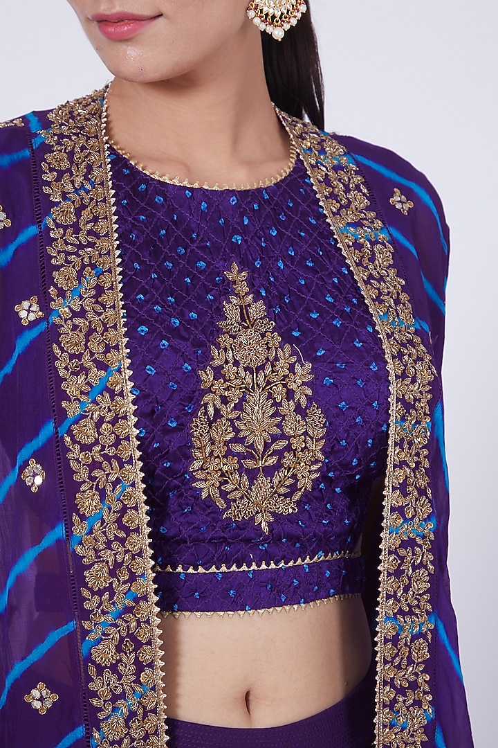 Purple Zardosi Embroidered Long Jacket Set by VAISHALI AGARWAL at Pernia's Pop Up Shop