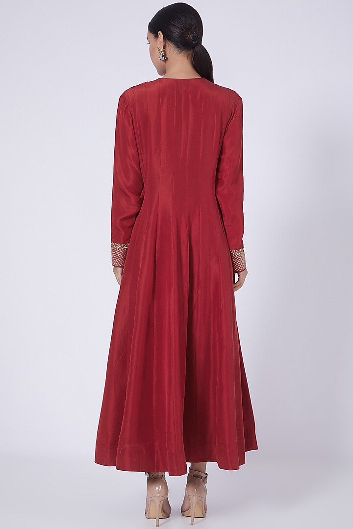 Maroon Zardosi Embroidered Party Wear Anarkali by VAISHALI AGARWAL at Pernia's Pop Up Shop