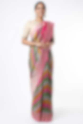 Pink Banarasi Georgette Saree Set by VAISHALI AGARWAL at Pernia's Pop Up Shop