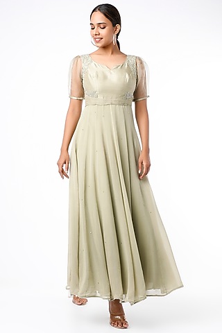 Rosemary Green Embroidered Gown by VAISHALI AGARWAL