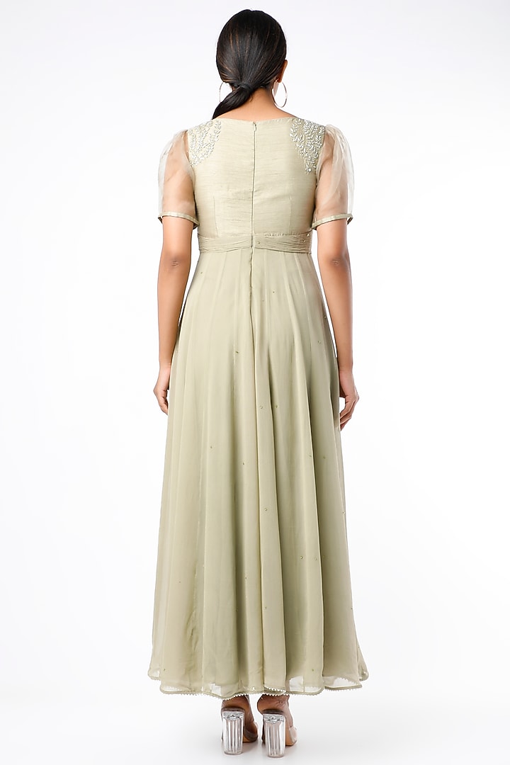 Rosemary Green Embroidered Engagement Gown by VAISHALI AGARWAL at Pernia's Pop Up Shop