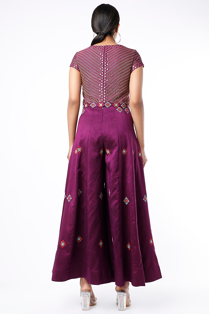 Regal Purple Embroidered Jumpsuit by VAISHALI AGARWAL at Pernia's Pop Up Shop