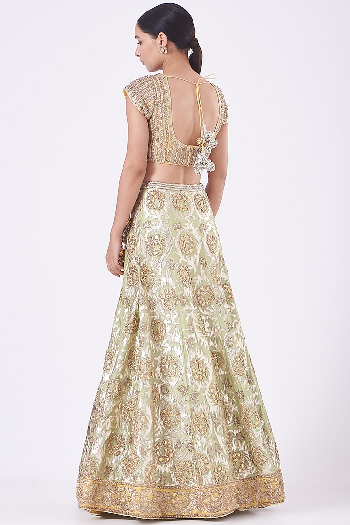 Mint Green Embroidered Bridal Lehenga Set by Vandana Malhotra at Pernia's Pop Up Shop