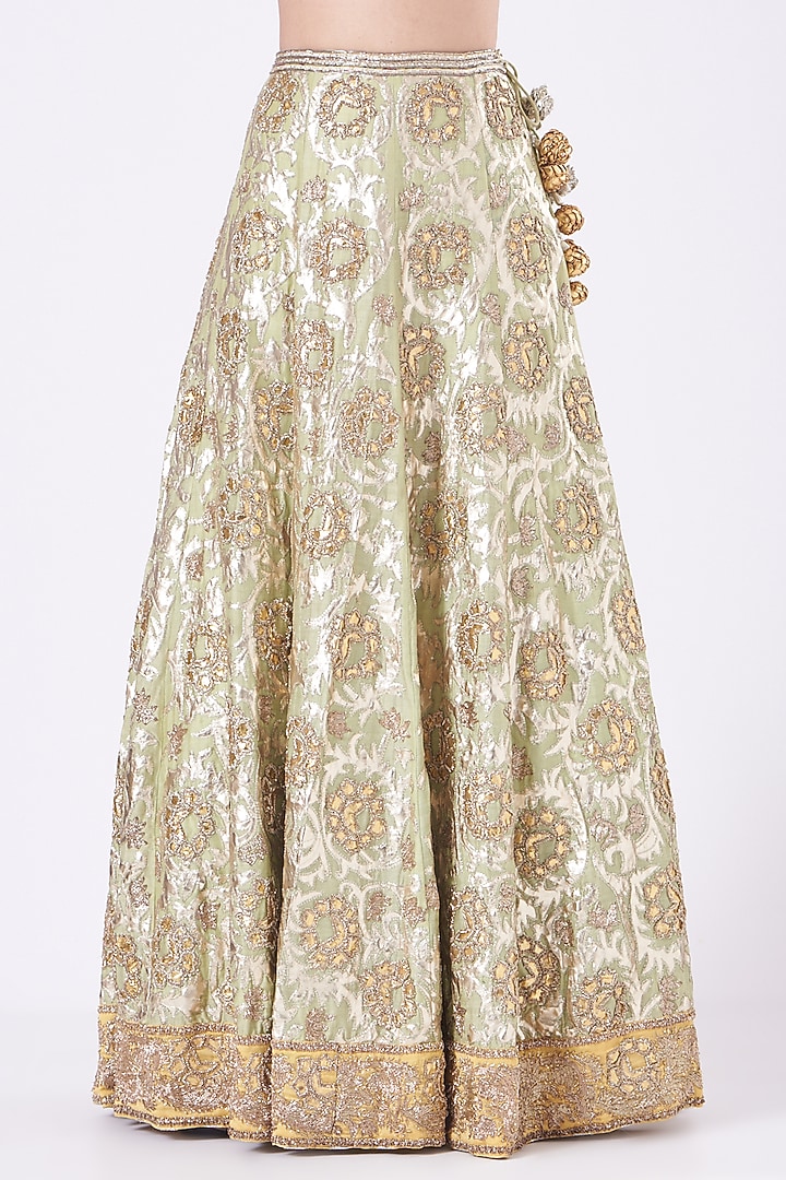 Mint Green Embroidered Bridal Lehenga Set by Vandana Malhotra at Pernia's Pop Up Shop