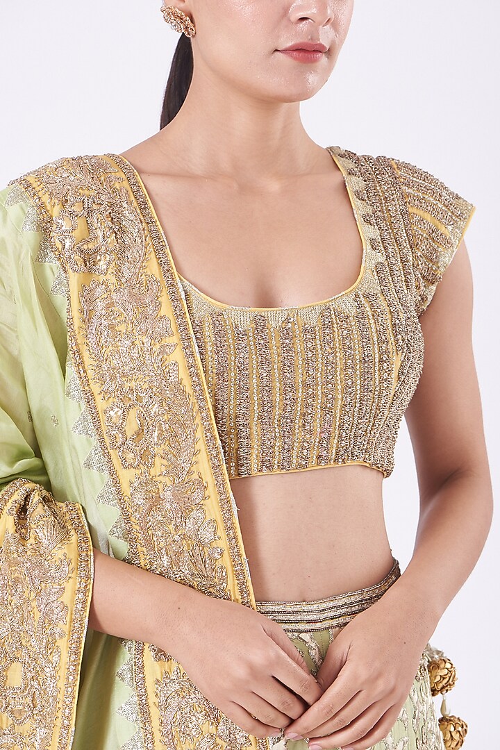 Mint Green Embroidered Bridal Lehenga Set by Vandana Malhotra at Pernia's Pop Up Shop
