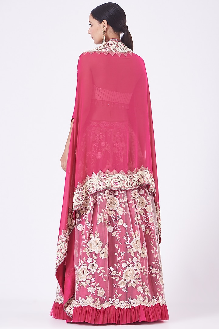 Hot Pink Embroidered Bridal Lehenga Set by Vandana Malhotra at Pernia's Pop Up Shop