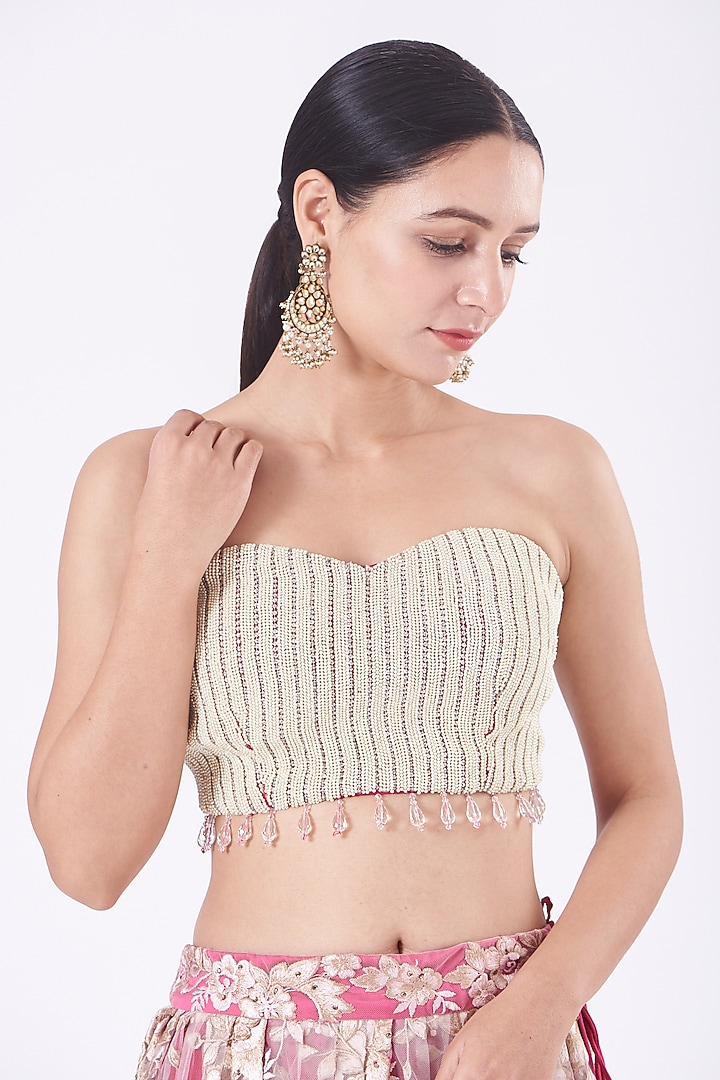 Hot Pink Embroidered Bridal Lehenga Set by Vandana Malhotra at Pernia's Pop Up Shop