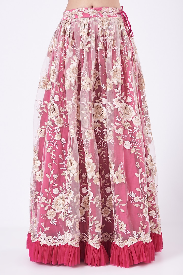 Hot Pink Embroidered Bridal Lehenga Set by Vandana Malhotra at Pernia's Pop Up Shop