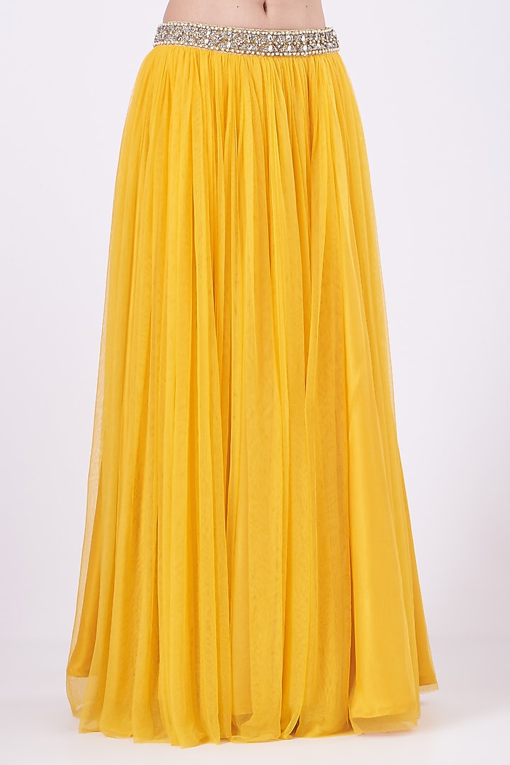 Yellow Net Wedding Lehenga Set by Vandana Malhotra at Pernia's Pop Up Shop