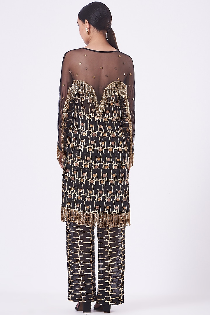 Black Georgette Tunic Set by Vandana Malhotra at Pernia's Pop Up Shop
