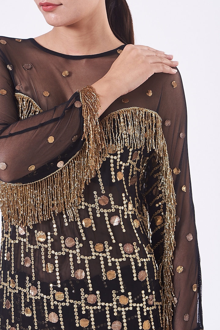Black Georgette Tunic Set by Vandana Malhotra at Pernia's Pop Up Shop