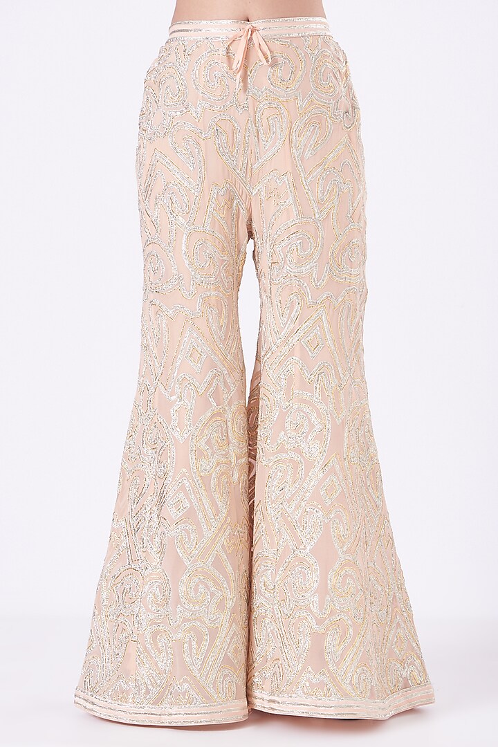 Peach Georgette Bridal Sharara Set by Vandana Malhotra at Pernia's Pop Up Shop