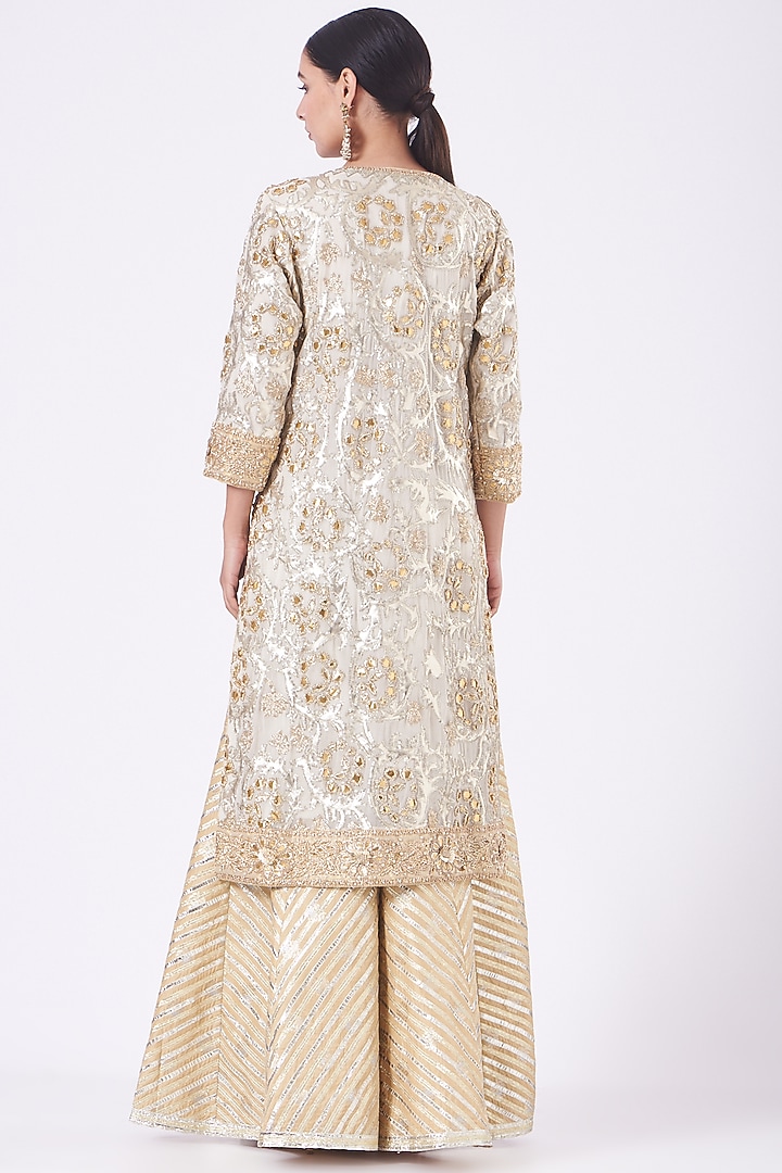 Ivory Georgette Bridal Sharara Set by Vandana Malhotra at Pernia's Pop Up Shop