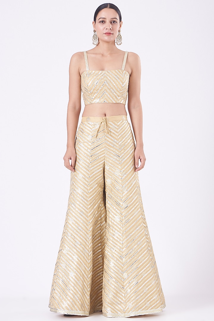 Ivory Georgette Bridal Sharara Set by Vandana Malhotra at Pernia's Pop Up Shop