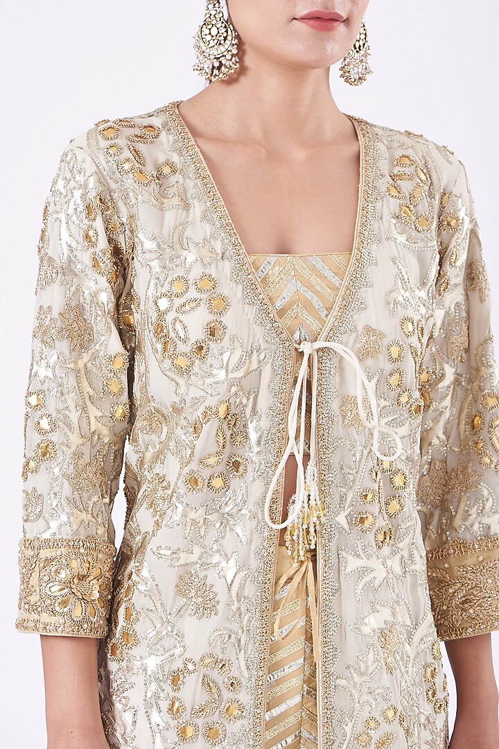 Ivory Georgette Bridal Sharara Set by Vandana Malhotra at Pernia's Pop Up Shop