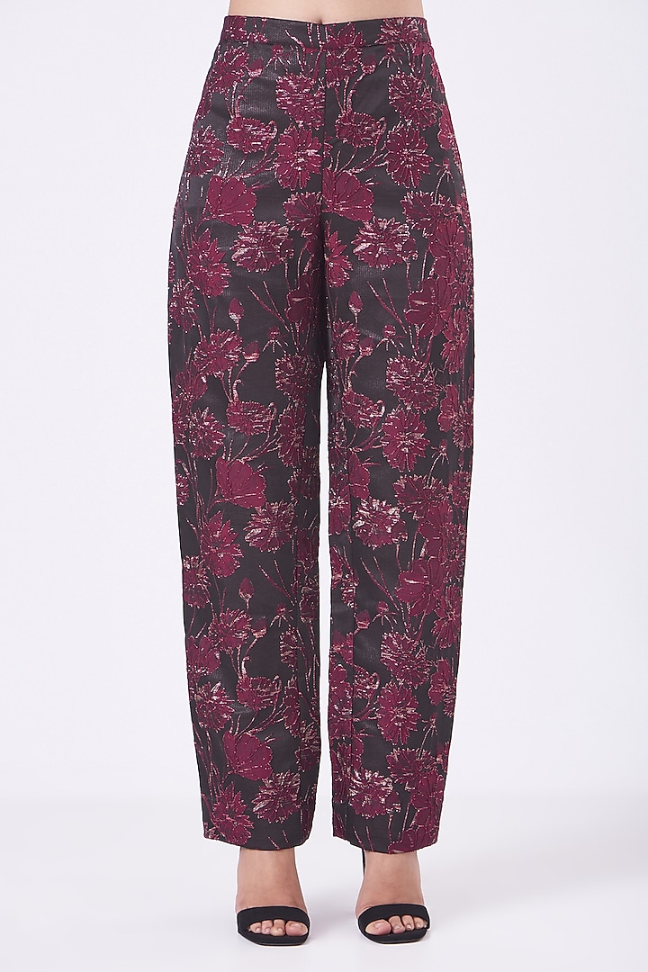 Wine Jacquard Cape Set by Vandana Malhotra at Pernia's Pop Up Shop