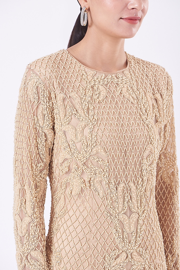 Nude Georgette Tunic by Vandana Malhotra at Pernia's Pop Up Shop