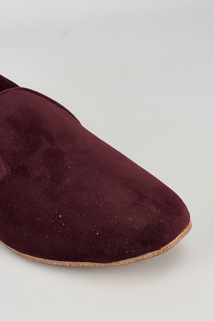 Wine Velvet Loafers by Vaibhav & Mitali Men at Pernia's Pop Up Shop