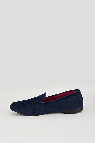 Blue Velvet Loafers by Vaibhav & Mitali Men