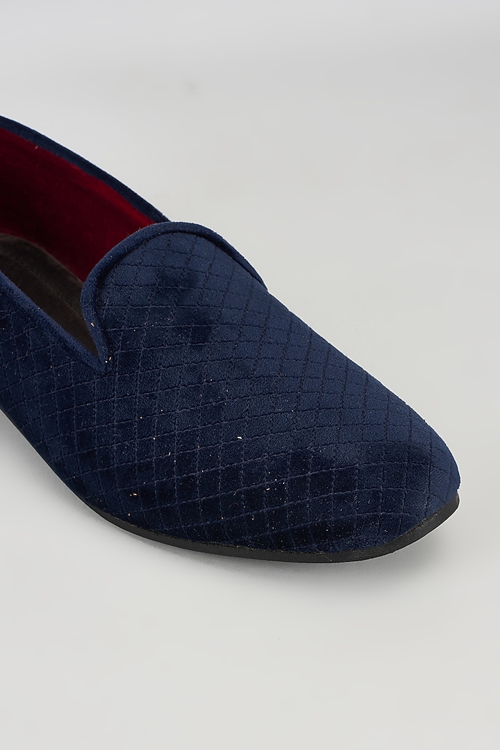 Blue Velvet Loafers by Vaibhav & Mitali Men at Pernia's Pop Up Shop