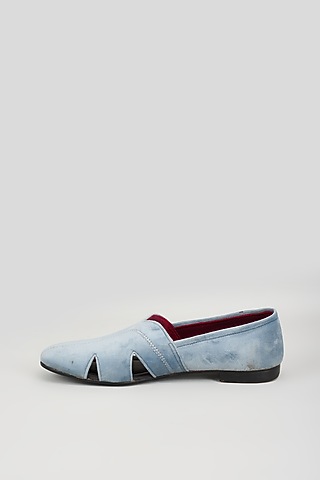 Blue Velvet Loafers by Vaibhav & Mitali Men