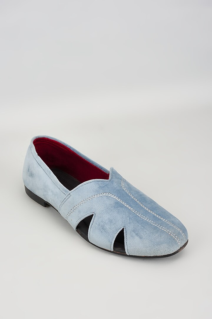 Blue Velvet Loafers by Vaibhav & Mitali Men at Pernia's Pop Up Shop