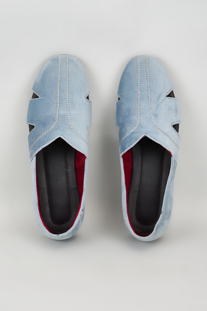 Blue Velvet Loafers by Vaibhav & Mitali Men at Pernia's Pop Up Shop