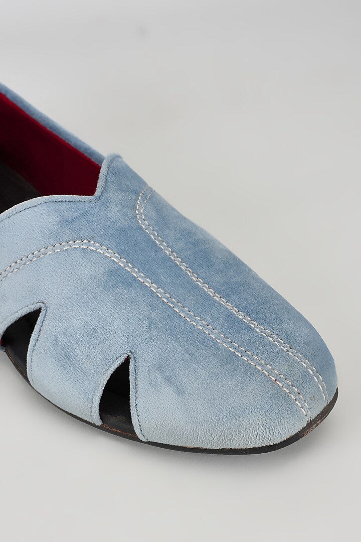 Blue Velvet Loafers by Vaibhav & Mitali Men at Pernia's Pop Up Shop