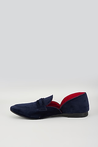 Blue Velvet Loafers by Vaibhav & Mitali Men