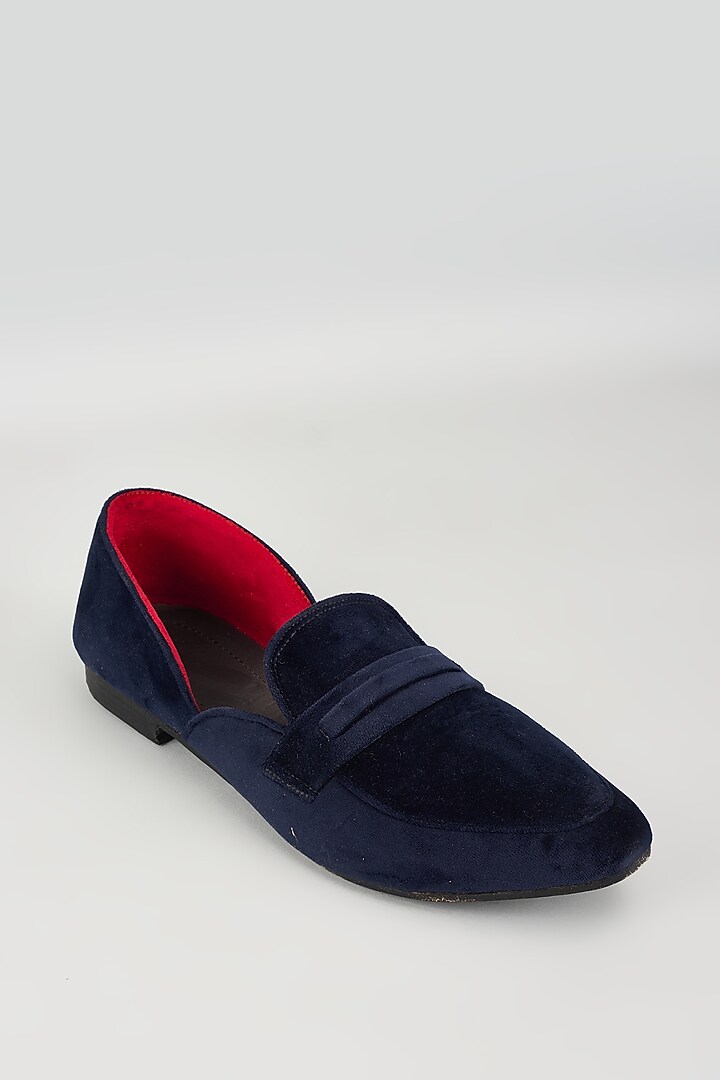 Blue Velvet Loafers by Vaibhav & Mitali Men at Pernia's Pop Up Shop