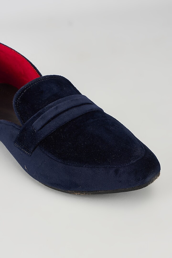 Blue Velvet Loafers by Vaibhav & Mitali Men at Pernia's Pop Up Shop