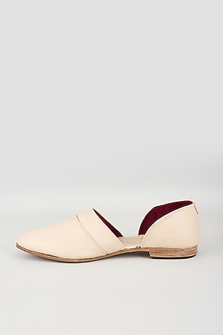 Ivory Leather Mojris by Vaibhav & Mitali Men