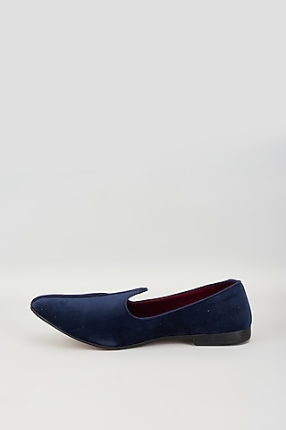 Navy Blue Suede Mojris by Vaibhav & Mitali Men
