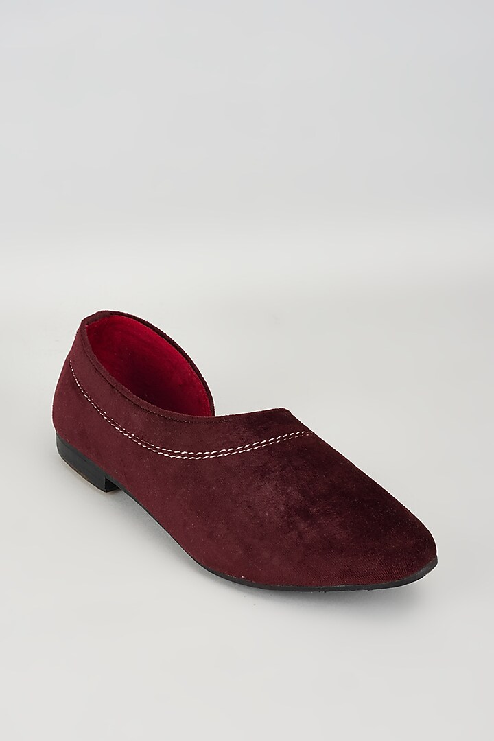 Burgundy Velvet Loafers by Vaibhav & Mitali Men at Pernia's Pop Up Shop
