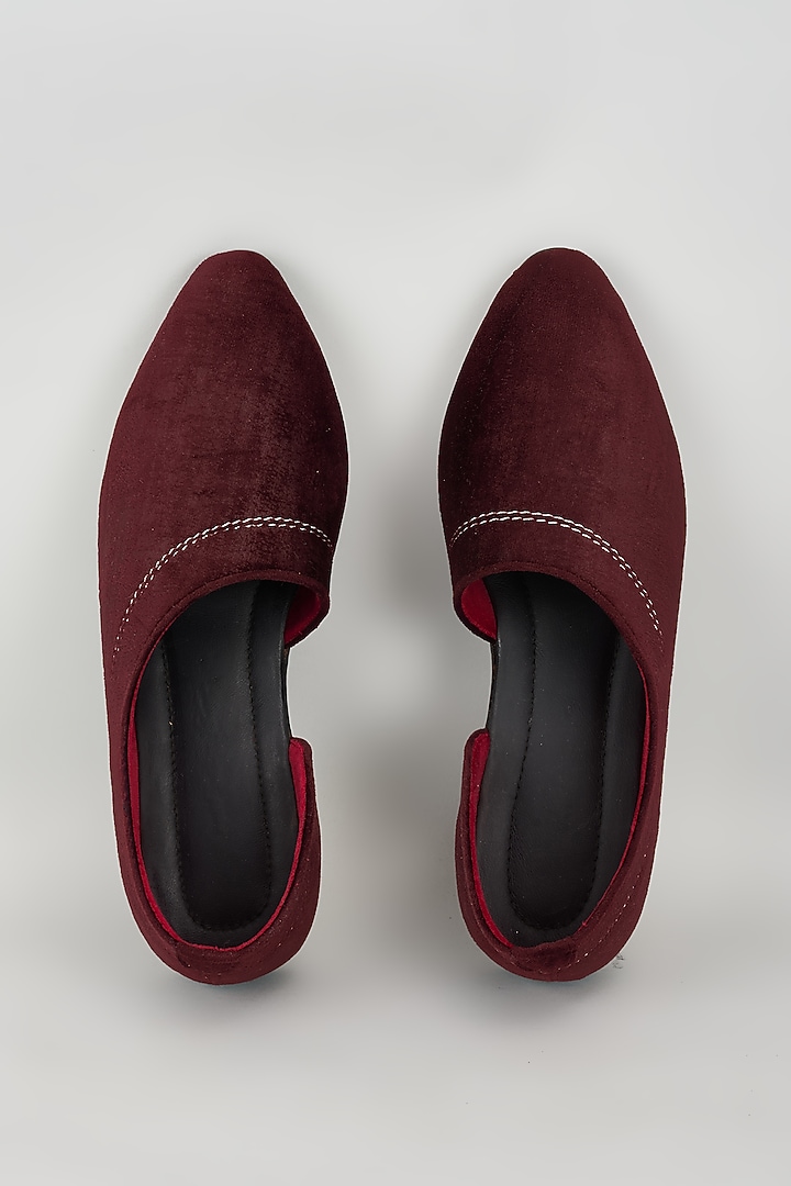 Burgundy Velvet Loafers by Vaibhav & Mitali Men at Pernia's Pop Up Shop