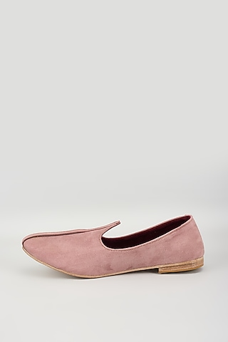 Dusty Pink Suede Mojris by Vaibhav & Mitali Men