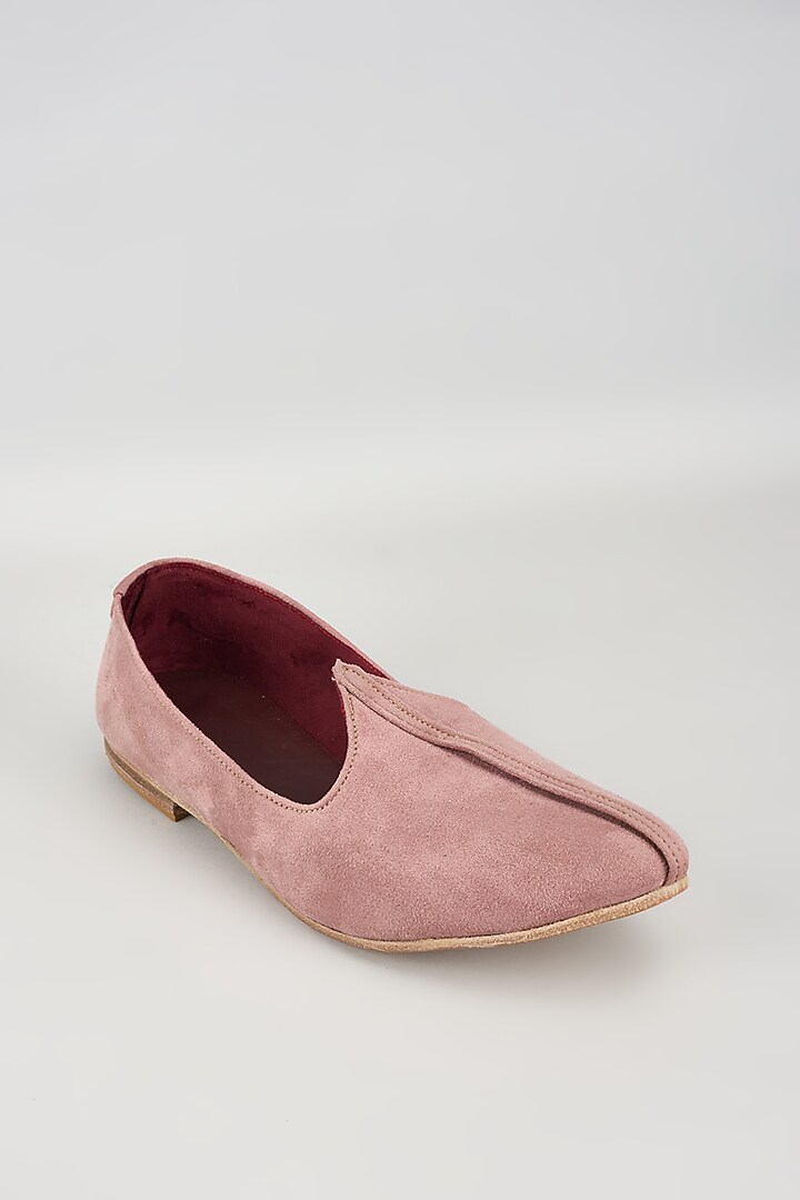 Dusty Pink Suede Mojris by Vaibhav & Mitali Men at Pernia's Pop Up Shop