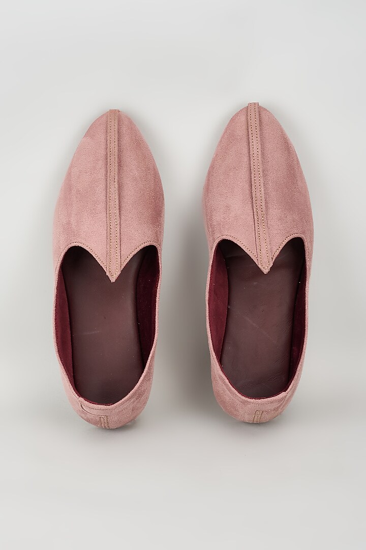 Dusty Pink Suede Mojris by Vaibhav & Mitali Men at Pernia's Pop Up Shop