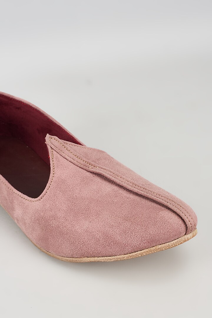 Dusty Pink Suede Mojris by Vaibhav & Mitali Men at Pernia's Pop Up Shop