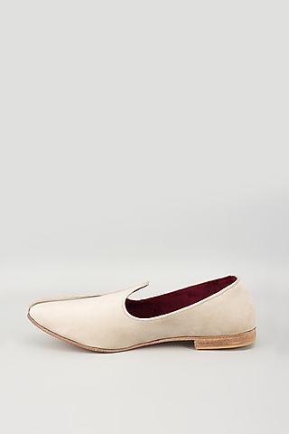 Off-White Velvet Mojris by Vaibhav & Mitali Men