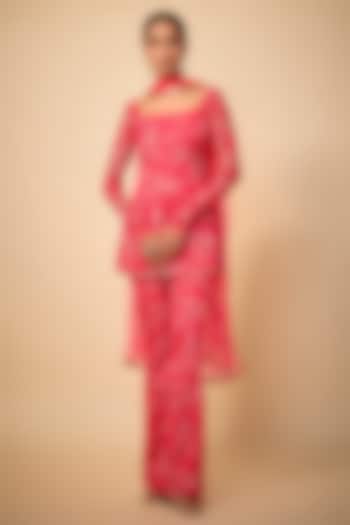 Pink Chinon Paisley Printed Co-Ord Set by VANA ETHNICS at Pernia's Pop Up Shop