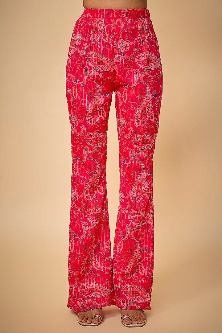 Pink Chinon Paisley Printed Co-Ord Set by VANA ETHNICS at Pernia's Pop Up Shop